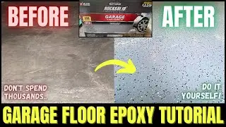 DIY GARAGE FLOOR EPOXY Tutorial ✅ Using Rustoleum Rocksolid with Flakes