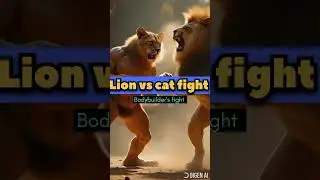 😱🐱 Chhoti Billi Ka Samna Giant Lion Se 🦁 | Muscular AI Fight 🔥💪 #shortsfeed #lion #ai #shorts #short