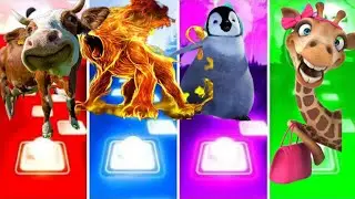 Tiles Hop Characters - Cow VS Lion VS Penguin VS Giraffe