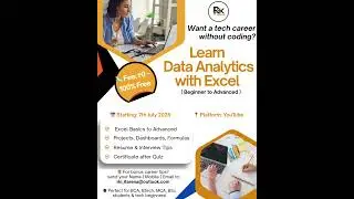 🚀 Want a tech career without coding?🎓 Learn Data Analytics with Excel &ndash; FREE!- RK IT Arena