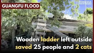 Ordinary wooden ladder saves 25 people, 2 cats from flood zone｜Taiwan News