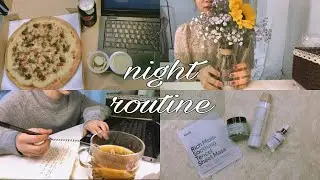 MY NIGHT ROUTINE | Skincare routine, study with me, school pizza🍕