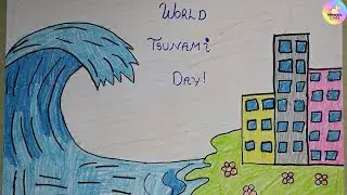 World Tsunami Awareness Day (November 5) Drawing || Tsunami Day Easy Drawing || Nihara's World