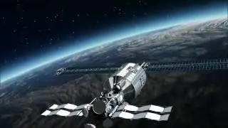 Telecommunication Satellite flying over Earth