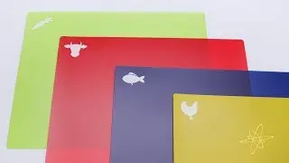 4pc Flexible 15&rdquo; x 11&rdquo; Food Icon Color Coded Cutting Board Mats