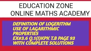 @AnimalCommunity Simplify with the help of Logerithm Ex#3.6 Q.1(i) P 93 KPK TB 9th Maths