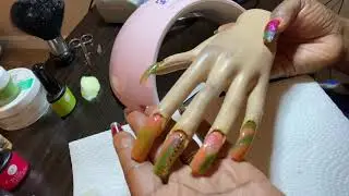 Orange & Green Spice nails