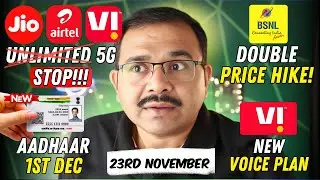 Jio Airtel VI 5G Unlimited STOP SCAM!!! New Aadhaar Launch,  BSNL Price hike & Plan with 2500GB Data