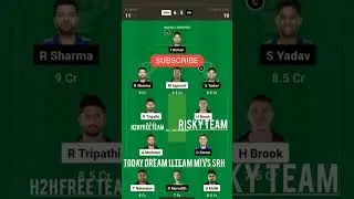 today dream 11 prediction for mi vs srh match #ytshorts #cricket #dream11 #ipl #trending
