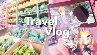 Travel vlog 🌷 miniso haul, watching anime, studying