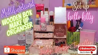 Hello kitty wooden box desktop organizer set up/ DIY at home/Judie #hellokitty #shopee #diy