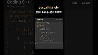 pascal triangle in c plus plus,pascal triangle code in c++,pascal triangle in c++#coding #news#code