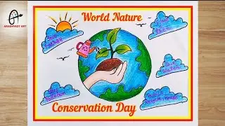 World Nature Conservation Day Drawing | Nature Conservation Poster Drawing | Save Water Save Life