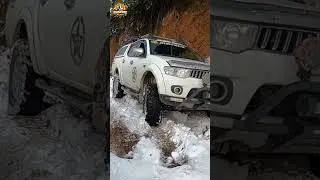The off road vehicle slipped on the icy road