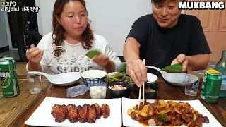 리얼가족먹방:) 간만에 아들재우고 야식타임! 매운오돌뼈,매운닭날개에 시원한 소맥한잔🍺🥛ㅣSpicy Chicken wings&Soju+BeerㅣMUKBANGㅣEATING SHOW