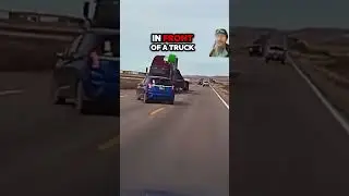 Truck vs car making left turn high speeds re-edited with captions #truck #car #trucking #education