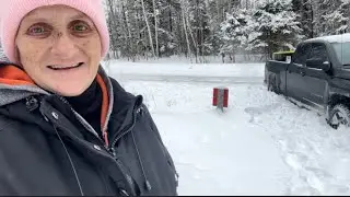 Truck is stuck in the snow bank 
