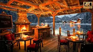 Cozy Winter Night by the Fireplace 🔥 Soft Relax Music by the Lake
