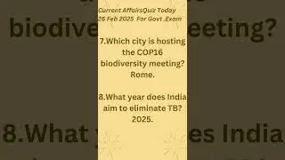 26 Feb 2025 Current Affairs Quiz For Gov Exam Daily Update #currentaffairsquestions #upscpreparation