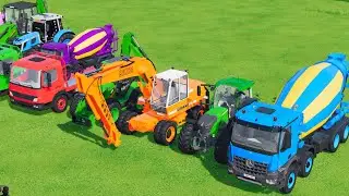 TRANSPORTING EXCAVATOR MIXER TRUCK TRACTORs Backhoe loaders Beamng.Drive Game FARMING SIMULATOR 22