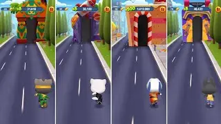 Talking Tom Gold Run Super Tom vs Agent Angela vs Kung Fu Hank vs Talking Becca Android Gameplay