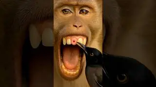 Bird dentist heals Macaque smile 🐦😁🐒