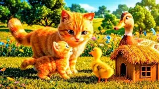 Real Cats Build a Cute Brick House 🐱🏡 | Epic Cat & Duck Story for Kids!