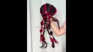 Black and red highlight ble bow braided hair unlock your zodiac hairstyle #July wig#Wig#Wi