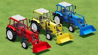 MINI CONVOY OF COLORS! JOHN DEERE TRACTORS GARAGE TRANSPORT & SUGARBEET ACTION!