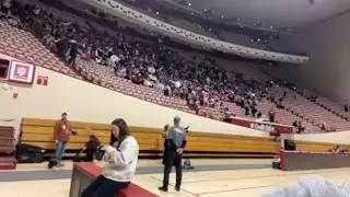 IU football fans filling Assembly Hall in Bloomington for CFP National Championship watch party