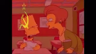 Bart fails his test but it's vocoded to the Soviet National Anthem
