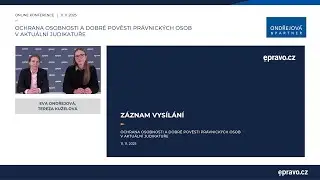 Ochrana osobnosti a dobré pověsti právnických osob v aktuální judikatuře