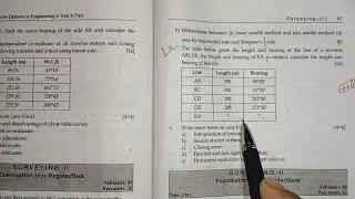 Survey-II 4Th Sem Diploma in civil emgineering Traverse numerical 2080 reg/back