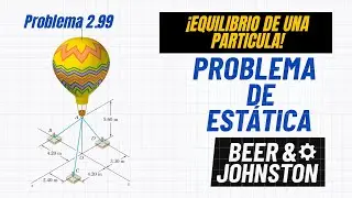 Estática 2.99 – Tensiones en cables en 3D (Beer & Johnston)