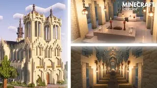 Minecraft: How to decorate a Medieval Church / Cathedral Interior | Tutorial