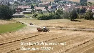 Gerstenstroh pressen mit Claas Ares 556RZ !