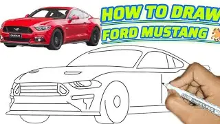 How to draw Mr Indian Hacker car Mustang 🐎 #drawing tutorial #viral#video#177Mveiws#🏁🏁
