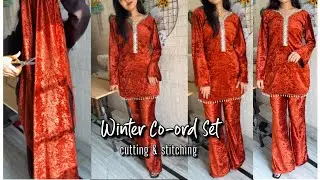 Winter Co-ord Set Cutting and Stitching | Velvet Stylish Co-ord Set Tutorial | Made By Nikii