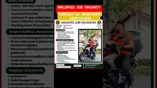 🚨 Maldives Job Vacancy 2025 | Delivery Laborer Jobs | Food + Room Free | maldives job | High Salary🔥
