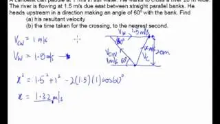 Relative Velocity Example 1 - River crossing