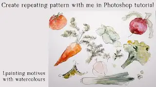 Create repeating pattern with me in Photoshop - painting motives in watercolour - tutorial PART 1