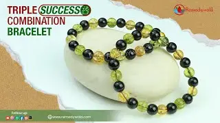 Remedywala Triple Success Combination Bracelet - Citrine, Peridot and Onyx Combination Bracelet