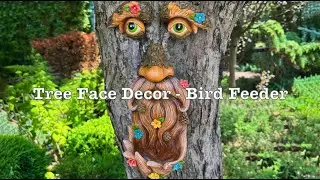 Garden decor idea - Tree Face Decor - Outdoor Tree Bird Feeder - Old Man Tree Face Decoration