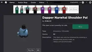 [UNOBTAINABLE] How To Get DAPPER NARWHAL SHOULDER PAL | Roblox