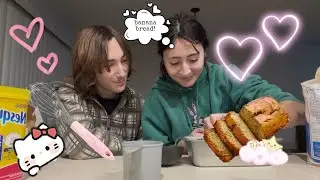 Making banana bread as a couple. (both of us were extremely overstimulated...)