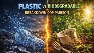 Plastic vs Biodegradable Breakdown Comparison.