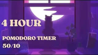 4 Hour Twilight Pomodoro Timer 🌙 (50/10) | Marathon Study Session with Rain Ambience