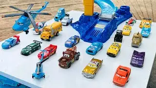Disney Pixar Cars Toys |  Lightning McQueen, Tow Mater | Dinoco Helicopter |