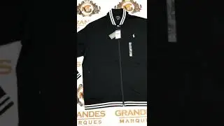 Polo Ralph Lauren player logo bomber sweat jacket tipped side taping in black