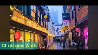 Christmas Market Walk in England 🎄Sparkling Lights, Relaxing Christmas Music and Festive Streets[4K]